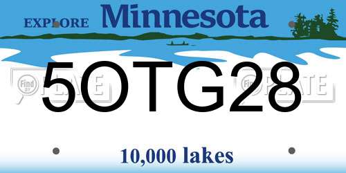 5OTG28 Minnesota License Plate