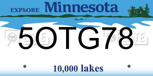 5OTG78 Minnesota License Plate