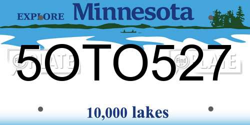 5OTO527 Minnesota License Plate