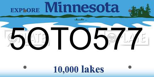 5OTO577 Minnesota License Plate