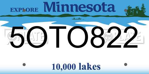 5OTO822 Minnesota License Plate