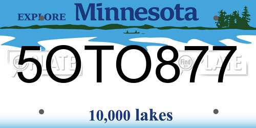 5OTO877 Minnesota License Plate