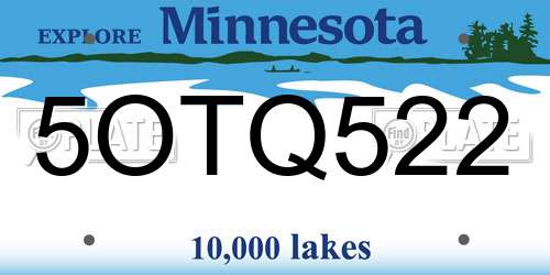 5OTQ522 Minnesota License Plate