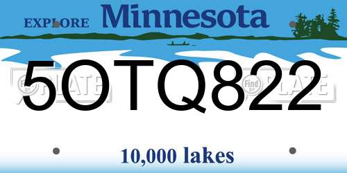 5OTQ822 Minnesota License Plate