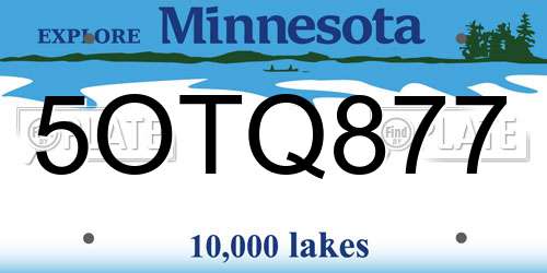 5OTQ877 Minnesota License Plate