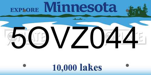 5OVZ044 Minnesota License Plate