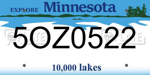 5OZ0522 Minnesota License Plate