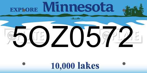 5OZ0572 Minnesota License Plate
