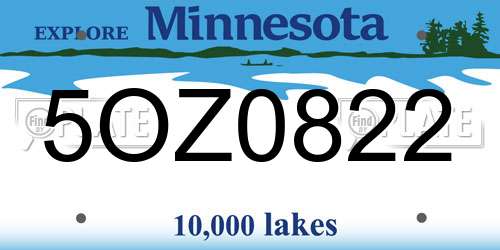 5OZ0822 Minnesota License Plate