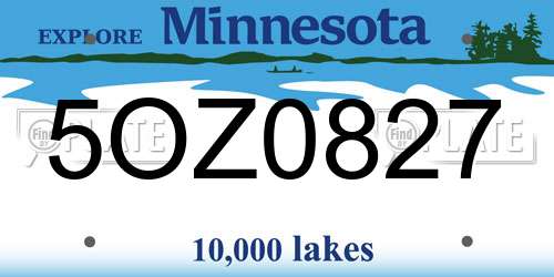5OZ0827 Minnesota License Plate