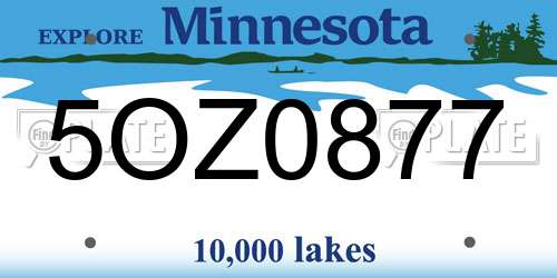 5OZ0877 Minnesota License Plate