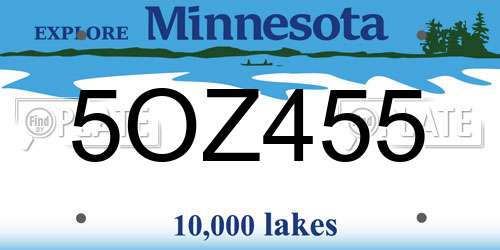 5OZ455 Minnesota License Plate