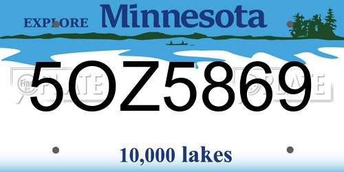 5OZ5869 Minnesota License Plate