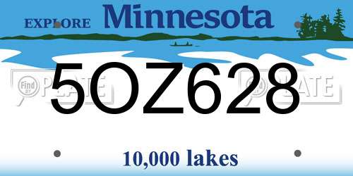 5OZ628 Minnesota License Plate