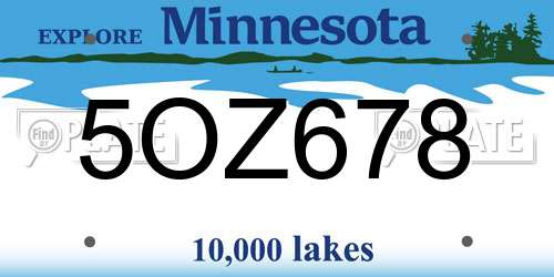 5OZ678 Minnesota License Plate