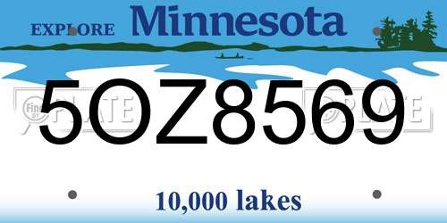 5OZ8569 Minnesota License Plate