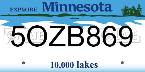 5OZB869 Minnesota License Plate