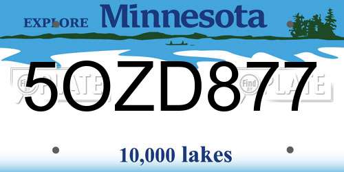 5OZD877 Minnesota License Plate