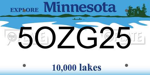 5OZG25 Minnesota License Plate