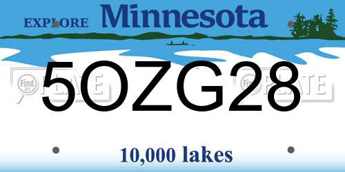 5OZG28 Minnesota License Plate