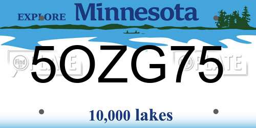 5OZG75 Minnesota License Plate