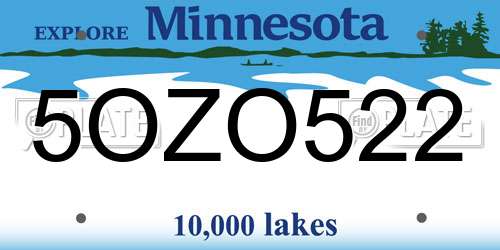 5OZO522 Minnesota License Plate