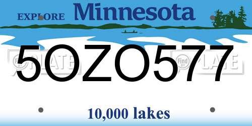 5OZO577 Minnesota License Plate