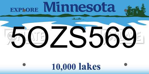 5OZS569 Minnesota License Plate
