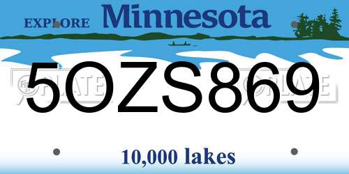 5OZS869 Minnesota License Plate