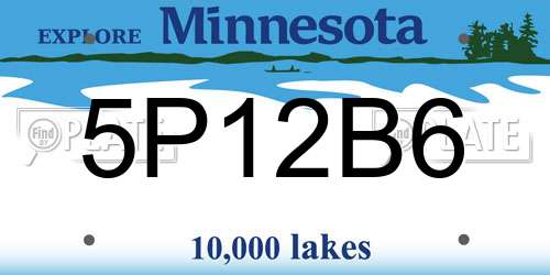 5P12B6 Minnesota License Plate