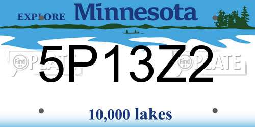 5P13Z2 Minnesota License Plate
