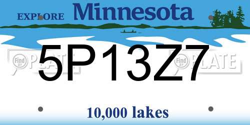 5P13Z7 Minnesota License Plate