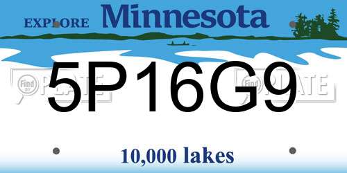 5P16G9 Minnesota License Plate