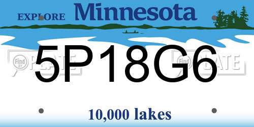 5P18G6 Minnesota License Plate