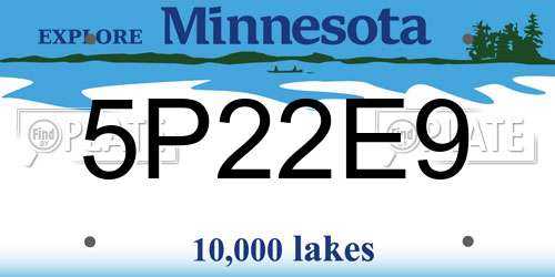 5P22E9 Minnesota License Plate