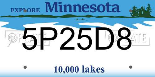 5P25D8 Minnesota License Plate