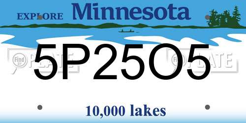 5P25O5 Minnesota License Plate