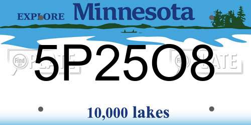 5P25O8 Minnesota License Plate