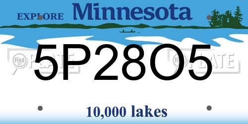 5P28O5 Minnesota License Plate