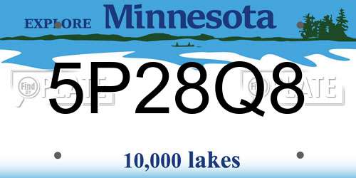5P28Q8 Minnesota License Plate