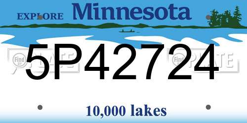5P42724 Minnesota License Plate