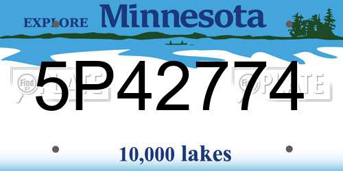 5P42774 Minnesota License Plate