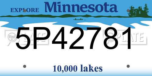 5P42781 Minnesota License Plate