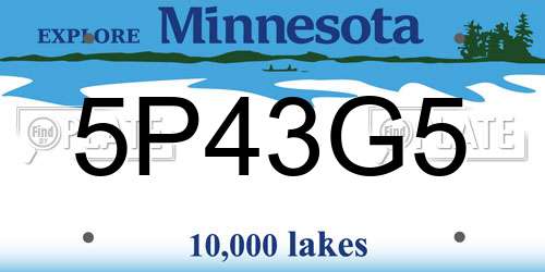 5P43G5 Minnesota License Plate