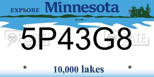 5P43G8 Minnesota License Plate