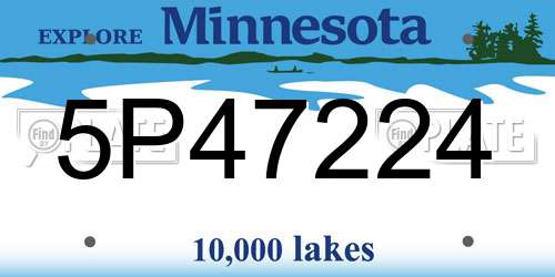 5P47224 Minnesota License Plate