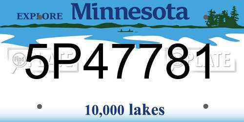 5P47781 Minnesota License Plate