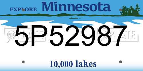 5P52987 Minnesota License Plate
