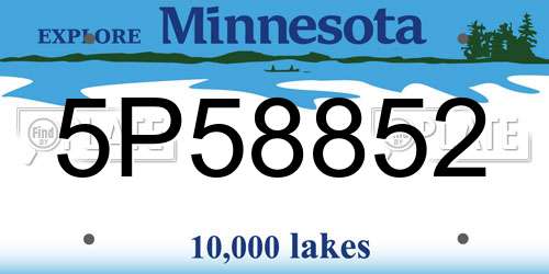 5P58852 Minnesota License Plate