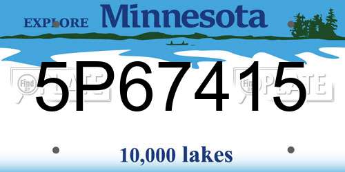 5P67415 Minnesota License Plate
